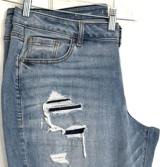 Lane Bryant Boyfriend Jeans Sz 18 (40x32)Light Wash Distressed Look New w/o Tags - Picture 2 of 16
